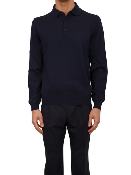 polo maglia boss uomo in lana vergine blu bono l50476357
