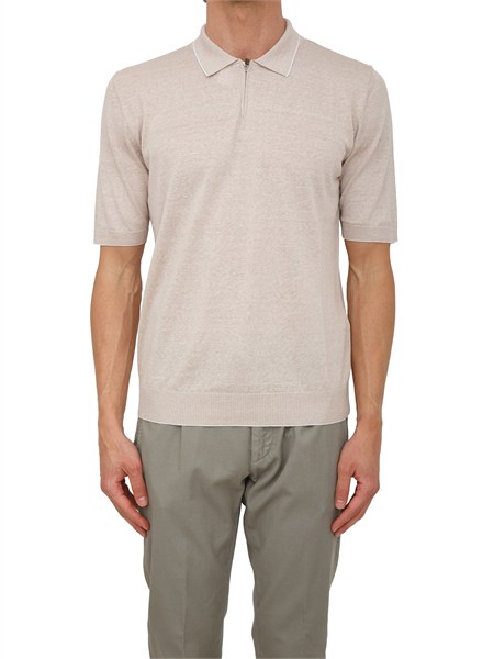 polo mezza sip eleventy uomo misto lino e cotone cipria m76magm38mag0m017