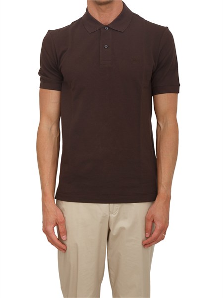 polo pallas boss uomo in pregiato cotone marrone pallas50553564