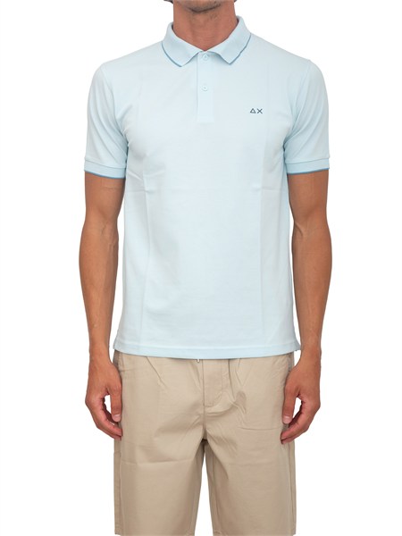 polo sun68 uomo in piquet di cotone azzurra a36111