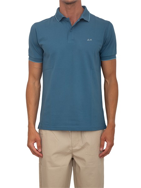 polo sun68 uomo in piquet di cotone blu a36111