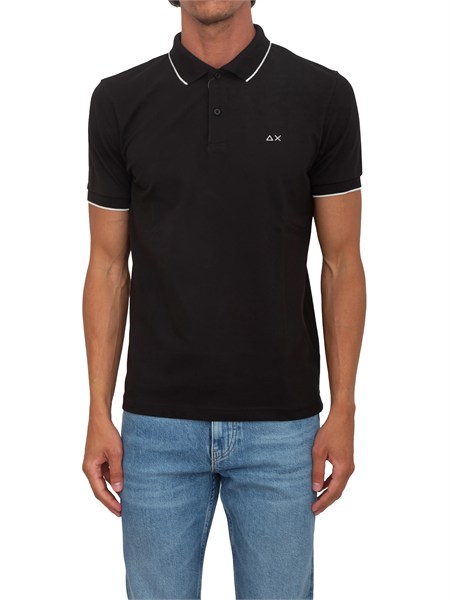 polo sun68 uomo in piquet di cotone nera a36111