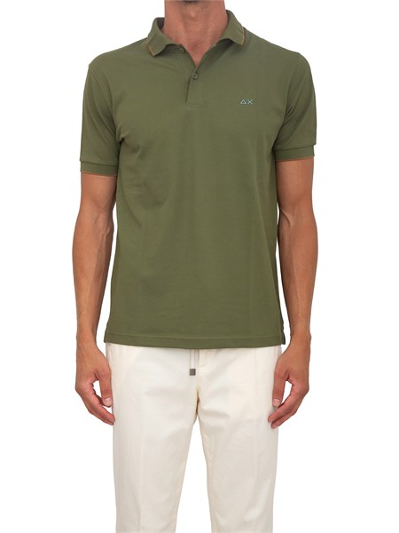 polo sun68 uomo in piquet di cotone verde a36111