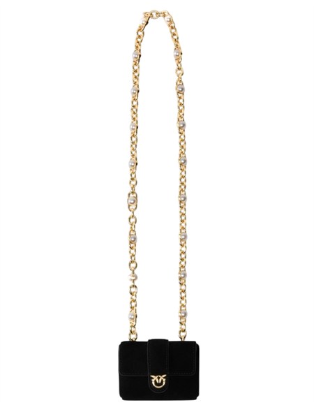 portacarte pinko pocket necklace in pelle nera 107643a0f6