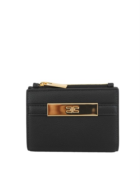 portafoglio nero elisabetta franchi con placca logo pf61a56e2