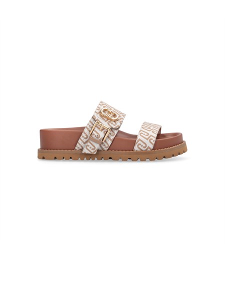 sandali liu jo donna in tessuto avorio logo jacquard all over sa6109tx439