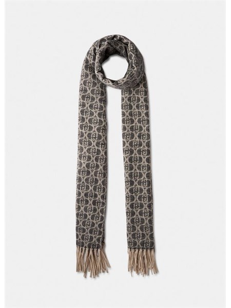 scialle liu jo tessuto jacquard nero con logo 2f5018t0300