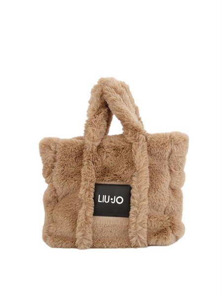 shopping media liu jo donna in teddy beige con logo tf5270e0374