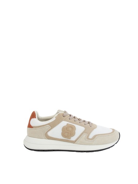 sneakers beige boss uomo in mesh e suede vinston runn sdmebb50554612