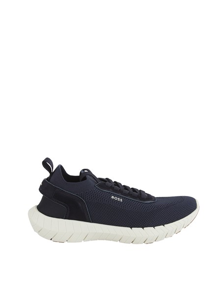 sneakers blu boss uomo con tomaia in maglia bossmotion slon kns50563857