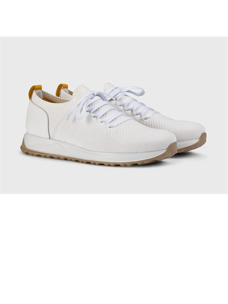 sneakers doucals uomo in tessuto e pelle bianche du3222sydnpz830dw13