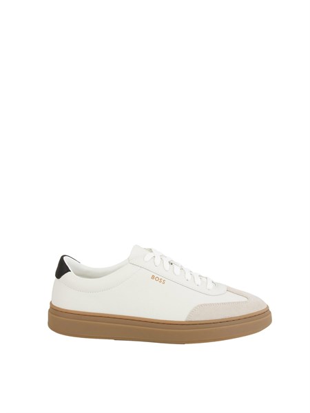 sneakers kierann boss uomo in pelle martellata bianca kieran tenn sdgral50552852