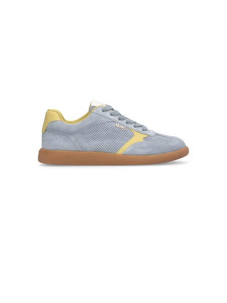 sneakers liu jo donna in suede traforato azzurro e dettagli pelle ba6051px658