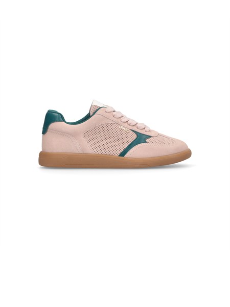 sneakers liu jo donna in suede traforato rosa e dettagli pelle ba6051px658