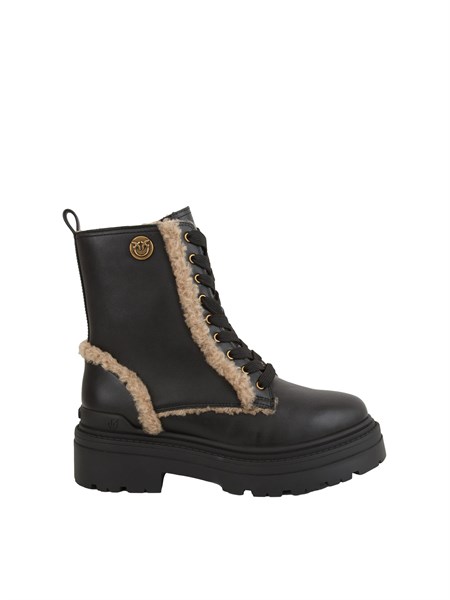 stivali pinko mia 18 in pelle nera con ecopelliccia aspen mia18sd0405p093