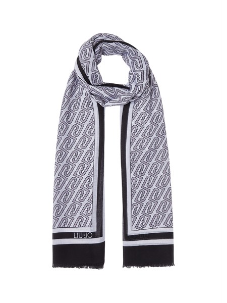 stola liu jo donna in tessuto stampa logo nero 2a6039t2745