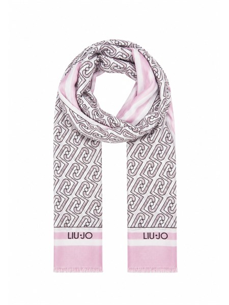 stola liu jo donna in tessuto stampa logo rosa 2a6039t2745