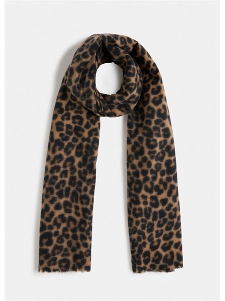 stola liu jo in tessuto stampa animalier e spilla con perle e strass 2f5047t0300