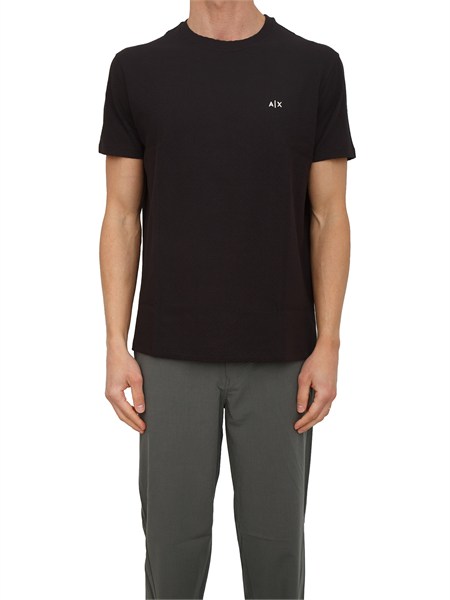 t shirt armani exchange uomo in cotone nero logo ricamo xm002453af10337
