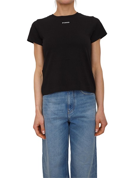 t shirt basico pinko in cotone nera con logo lettering basicoa34f