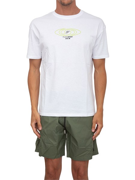 t shirt bianca plein sport swim uomo con stampe ps26mts07
