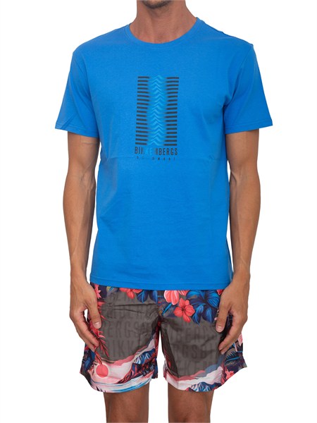 t shirt bikkembergs swimwear uomo cotone blu bkk26mts03