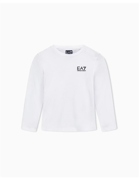 t shirt ea7 bianco a maniche lunghe core identity boy in puro cotone organico asv 7b000021af10378