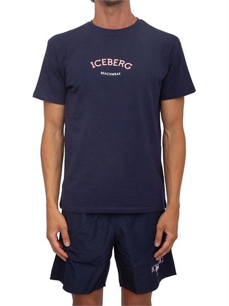 t shirt blu iceberg beachwear uomo con stampa logo ice26mts02