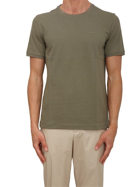 t shirt boss uomo in cotone elasticizzato verde taul50521245