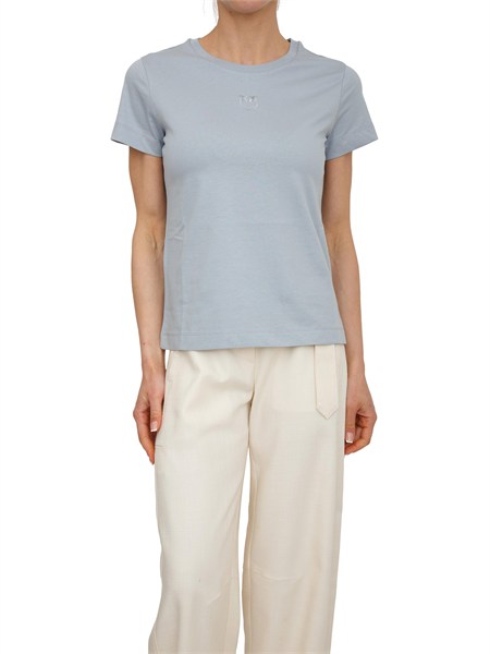 t shirt bussolotto pinko in jersey di cotone effetto old wash celeste bussolottoa339