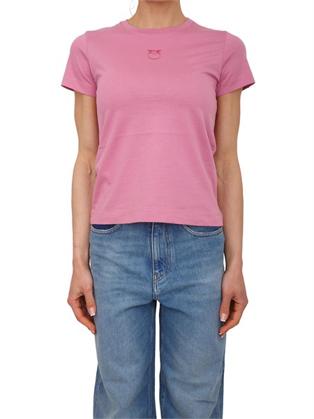 t shirt bussolotto pinko in jersey di cotone effetto old wash rosa bussolottoa339