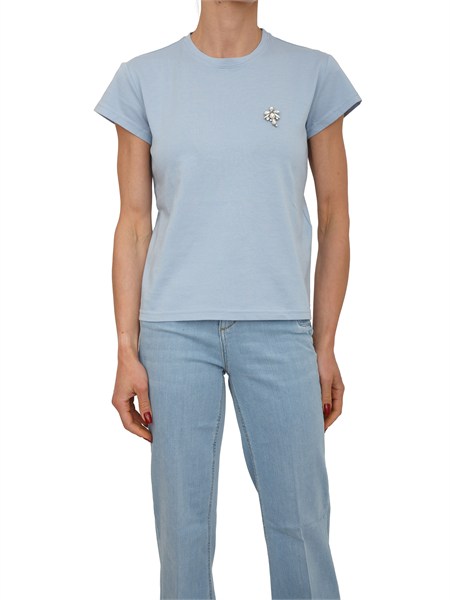 t shirt cono iblues in misto cotone azzurra con strass iblcono