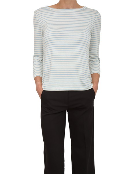 t shirt cosetta emme marella in viscosa celeste a righe emmcosetta