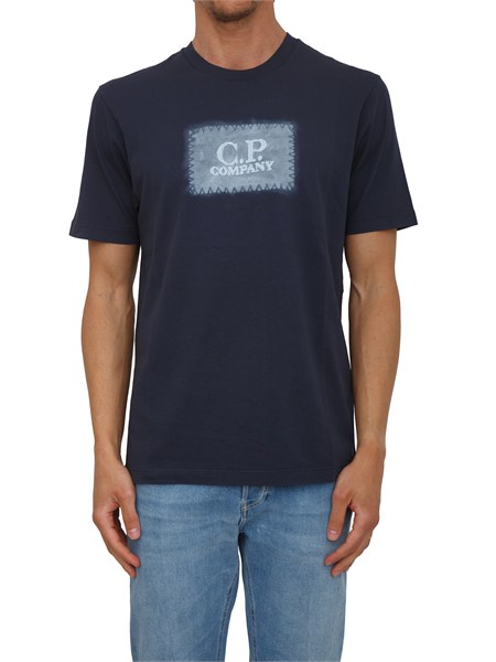 t shirt cp company in cotone blu ricamo logo s294a005431g