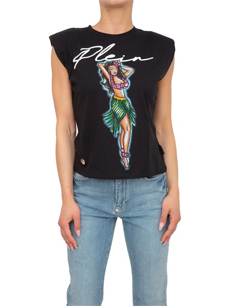 t shirt donna philipp plein nero wtk2762pjy002n