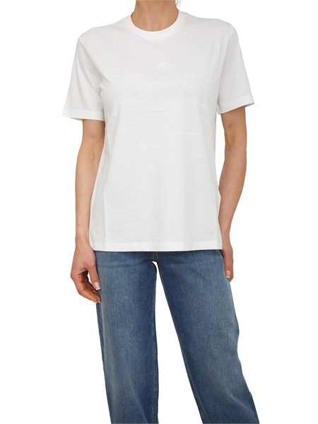 t shirt elisabetta franchi in cotone bianco logo rilievo ma74d61e2