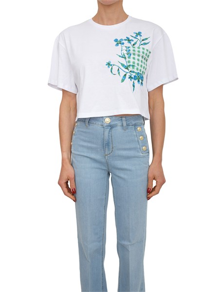 t shirt elodia iblues in cotone bianco ricamo fiori iblelodia