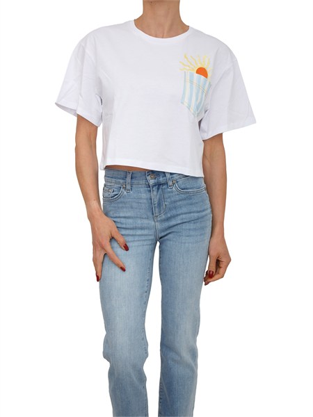 t shirt elodia iblues in cotone bianco ricamo sole iblelodia