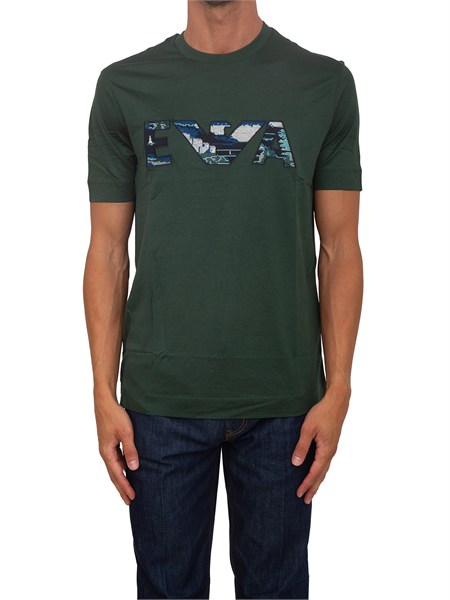 t shirt emporio armani in cotone verde ricamo logo em005278af13747