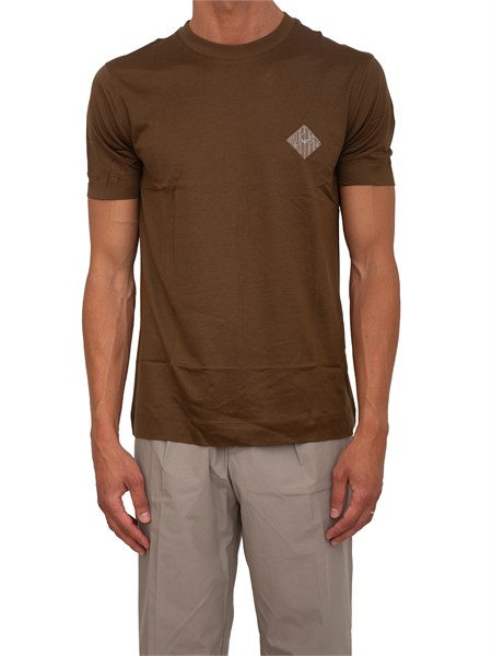 t shirt emporio armani in tessuto marrone con logo em005281af13747