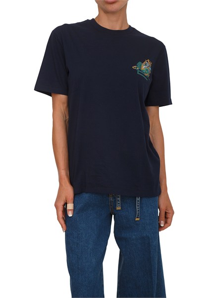 t shirt etro donna in cotone blu e logo a contrasto wrma0005ar477