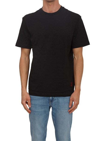 t shirt hugo uomo in cotone nero con patch logo sfumato danoto50553144