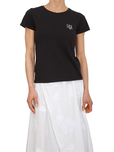 t shirt liu jo donna in jersey di cotone nera ta6056js923