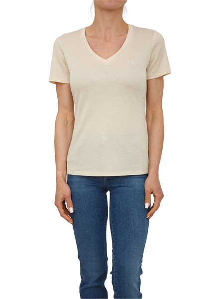 t shirt liu jo donna in viscosa e lurex beige ta6175j3845
