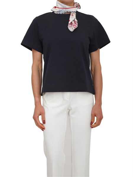 t shirt maestro emme marella in cotone blu con foulard emmmaestro