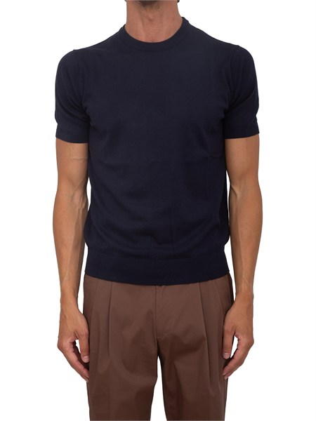 t shirt maglia corneliani in seta e cotone blu 27m4112725622