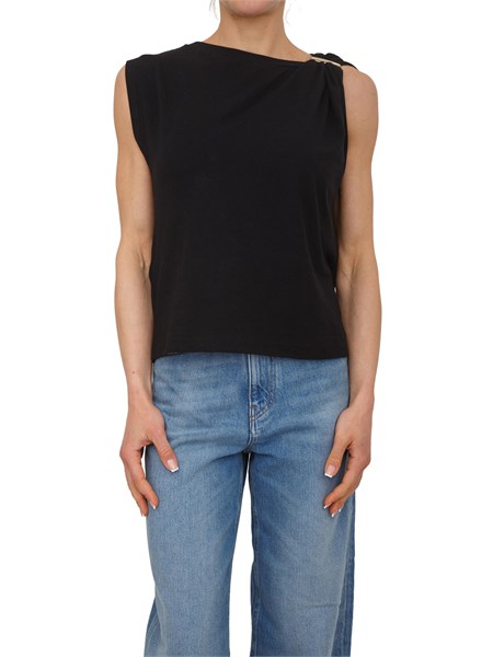 t shirt melody pinko in cotone nero con placca dorata melodya35d