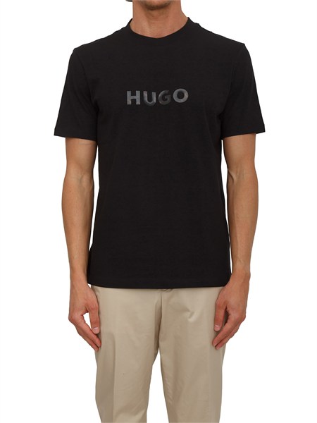 t shirt nera dumeo hugo uomo in cotone con patch logo dumeo50557437