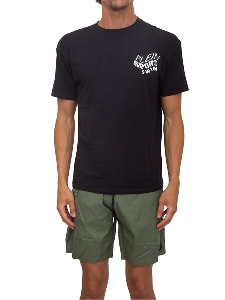 t shirt nera plein sport swim uomo con maxi stampa dietro ps26mts05