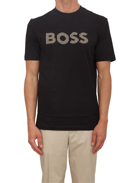 t shirt nera thompson4 boss uomo in cotone con logo c thompson4150560466
